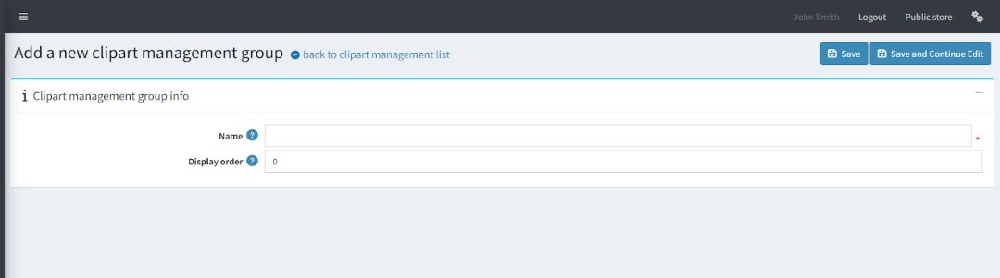 create new clipart management group configure page